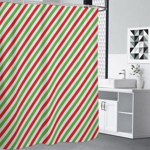 Christmas Candy Cane Striped Print Shower Curtain