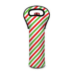 Christmas Candy Cane Striped Print Single Neoprene Wine Tote