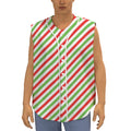 Christmas Candy Cane Striped Print Sleeveless Baseball Jersey