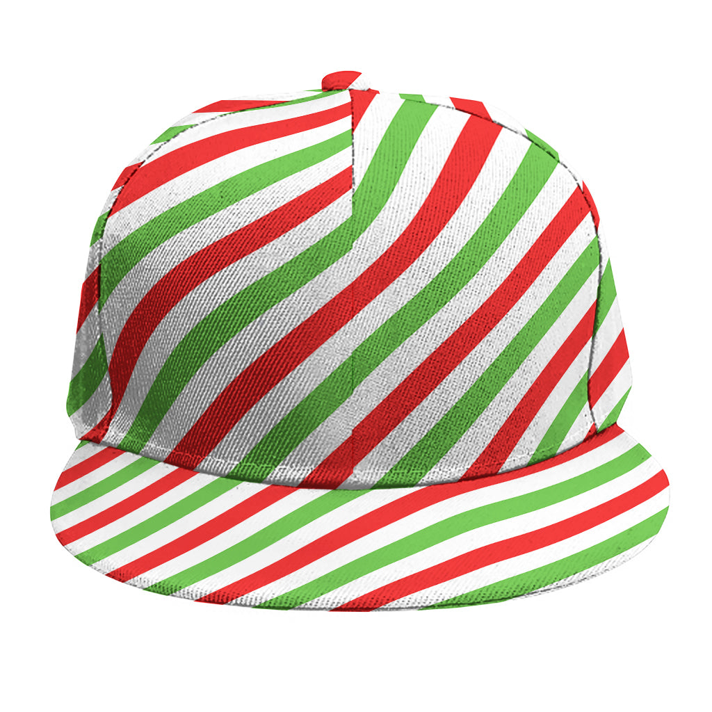 Christmas Candy Cane Striped Print Snapback Cap