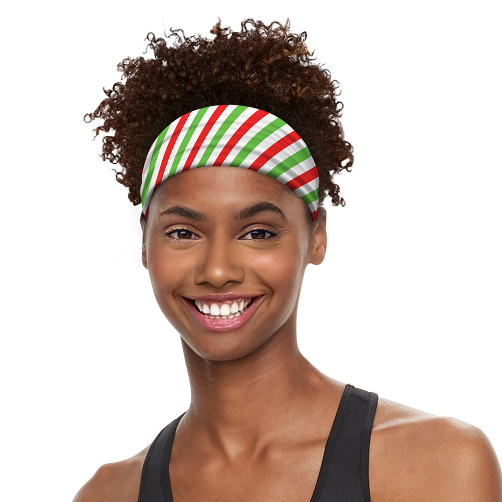 Christmas Candy Cane Striped Print Sports Headband