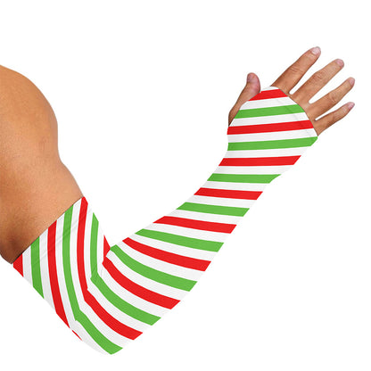 Christmas Candy Cane Striped Print Sun Protection Arm Sleeves