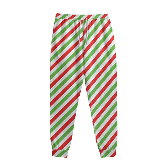 Christmas Candy Cane Striped Print Sweatpants