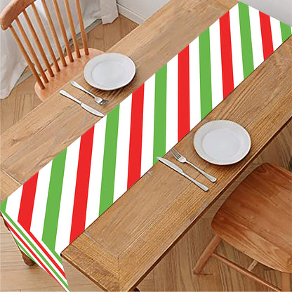 Christmas Candy Cane Striped Print Table Runner