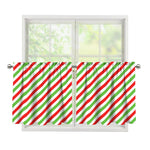 Christmas Candy Cane Striped Print Tier Curtains