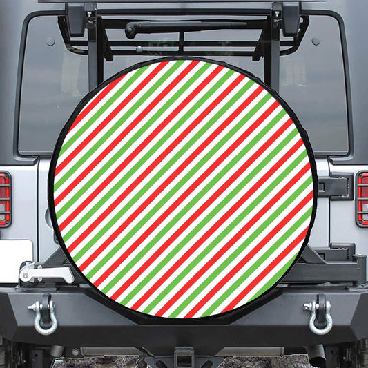 Christmas Candy Cane Striped Print Tire Cover