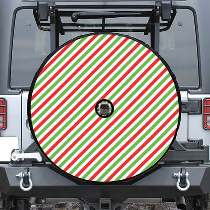 Christmas Candy Cane Striped Print Tire Cover With Camera Hole
