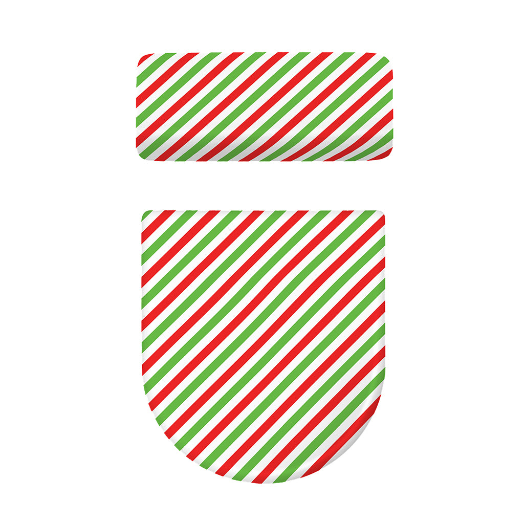 Christmas Candy Cane Striped Print Toilet Lid And Tank Cover Set
