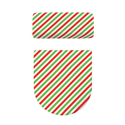 Christmas Candy Cane Striped Print Toilet Lid And Tank Cover Set