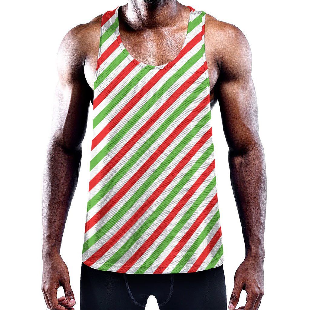 Christmas Candy Cane Striped Print Training Tank Top