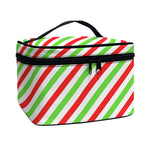 Christmas Candy Cane Striped Print Travel Makeup Bag