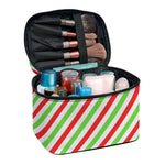 Christmas Candy Cane Striped Print Travel Makeup Bag