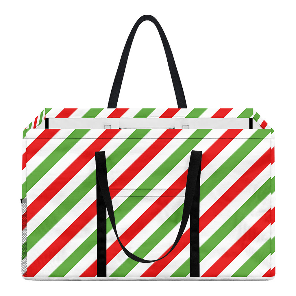 Christmas Candy Cane Striped Print Utility Tote Bag