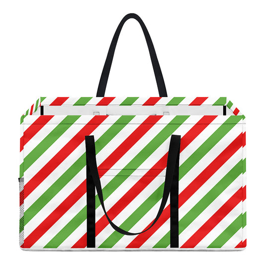 Christmas Candy Cane Striped Print Utility Tote Bag