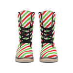Christmas Candy Cane Striped Print Winter Boots
