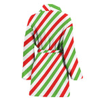 Christmas Candy Cane Striped Print Women's Bathrobe