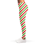 Christmas Candy Cane Striped Print Women's Leggings