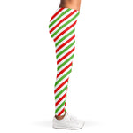Christmas Candy Cane Striped Print Women's Leggings