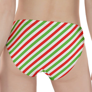 Christmas Candy Cane Striped Print Women's Panties