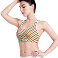 Christmas Candy Cane Striped Print Women's Sports Bra