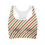 Christmas Candy Cane Striped Print Women's Sports Bra