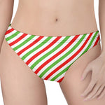 Christmas Candy Cane Striped Print Women's Thong