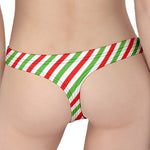 Christmas Candy Cane Striped Print Women's Thong