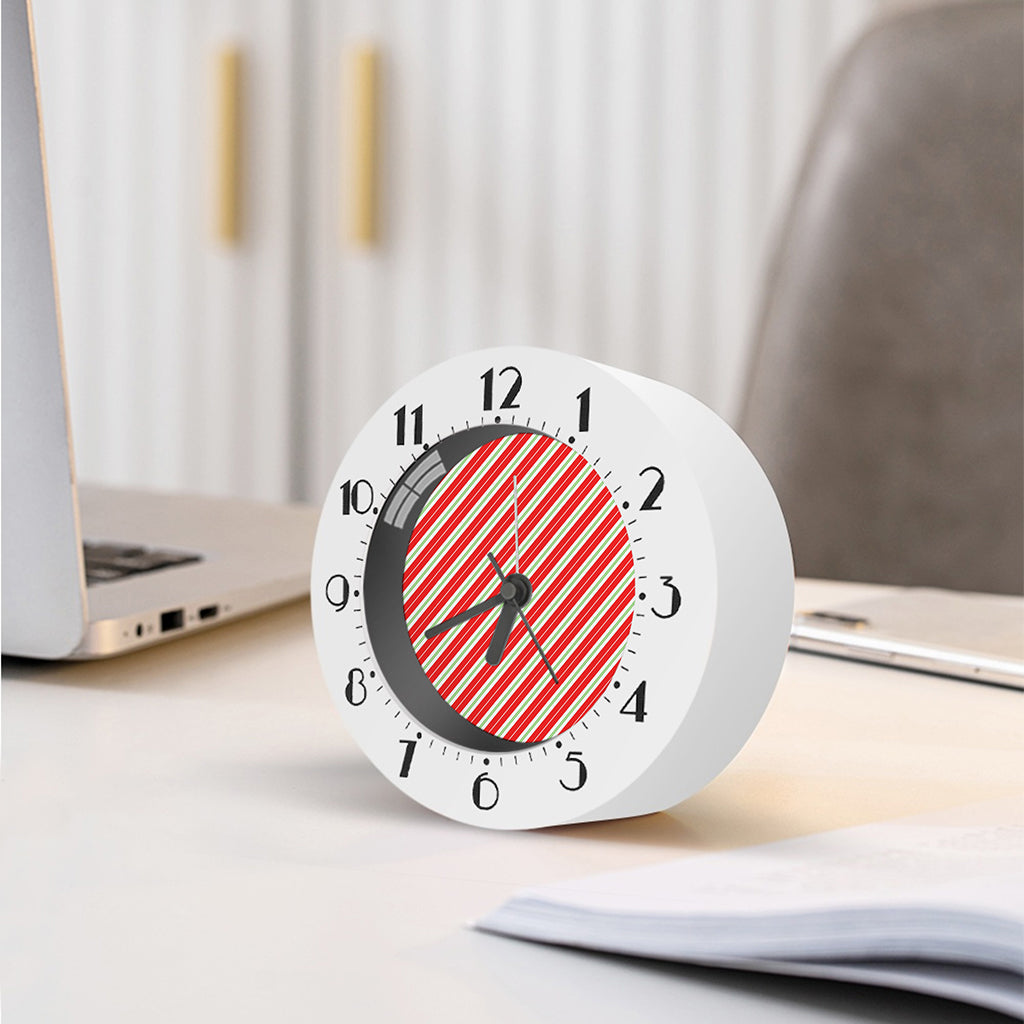 Christmas Candy Cane Stripes Print Alarm Clock