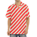 Christmas Candy Cane Stripes Print Aloha Shirt