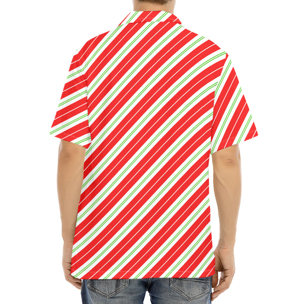 Christmas Candy Cane Stripes Print Aloha Shirt