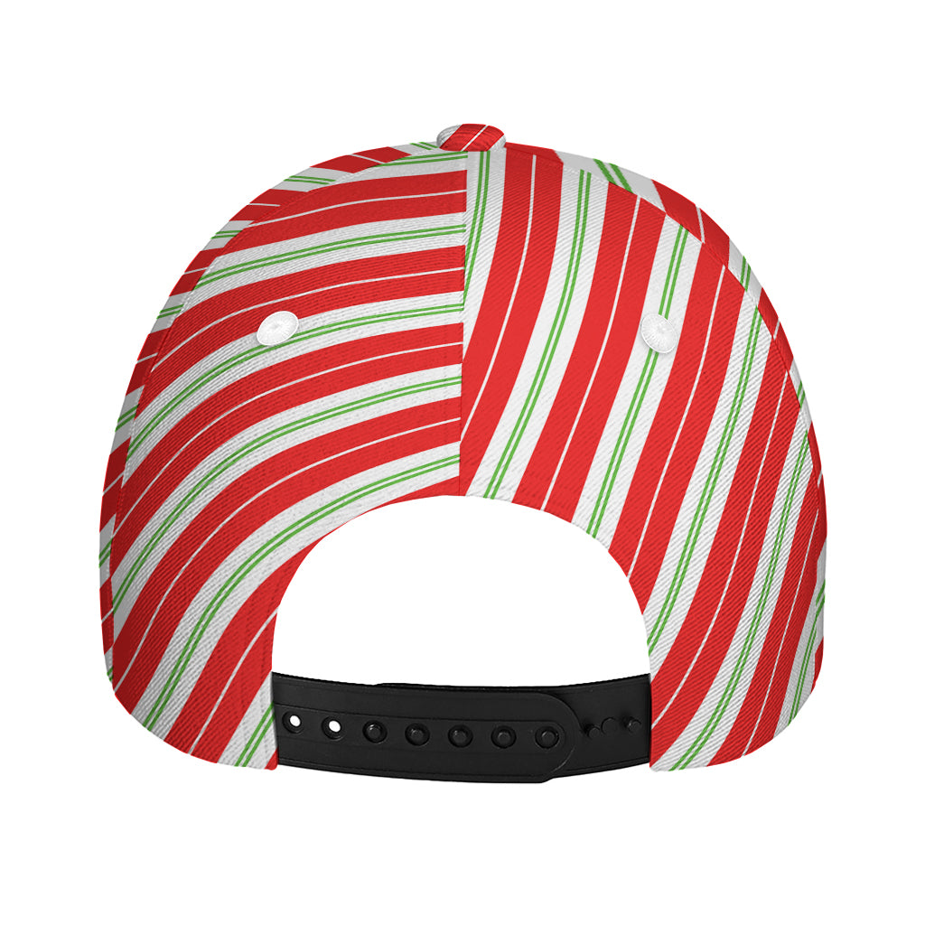 Christmas Candy Cane Stripes Print Baseball Cap