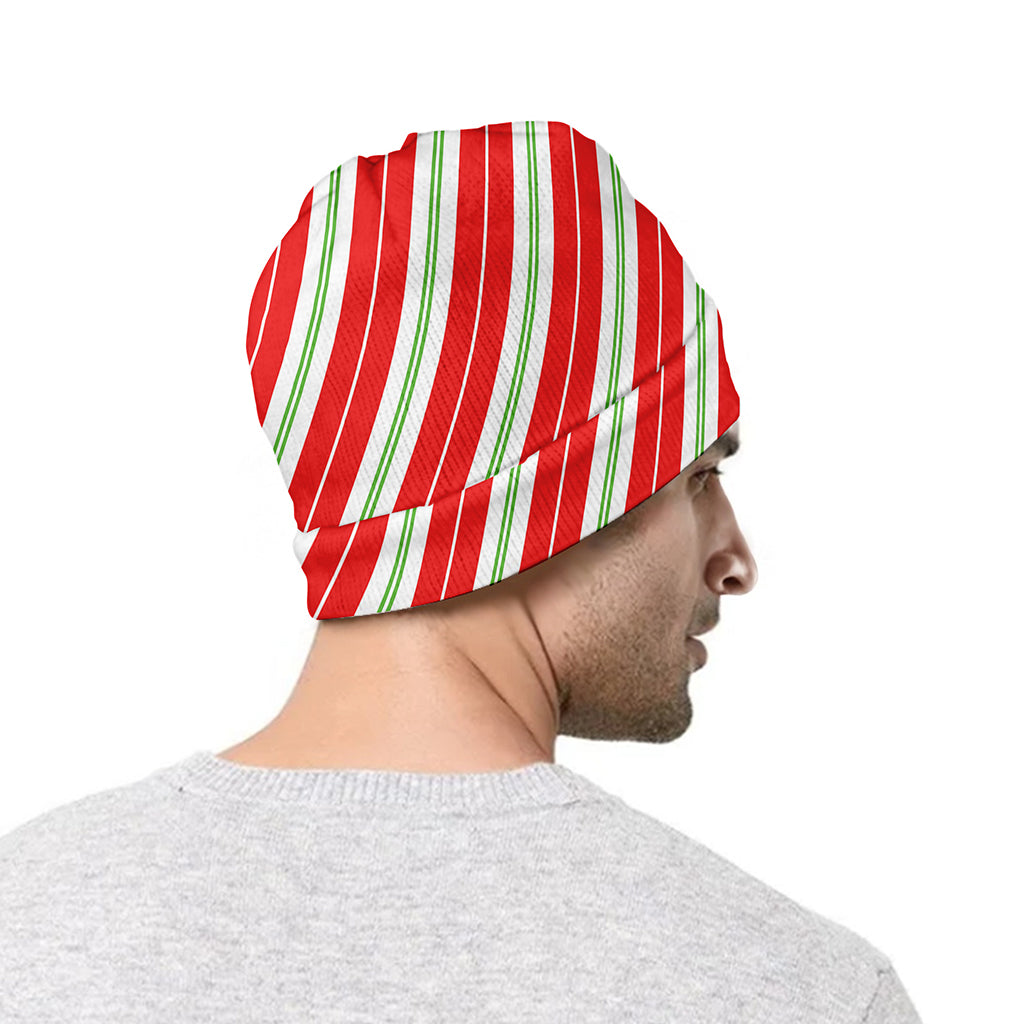 Christmas Candy Cane Stripes Print Beanie