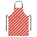 Christmas Candy Cane Stripes Print Bib Apron With Pocket