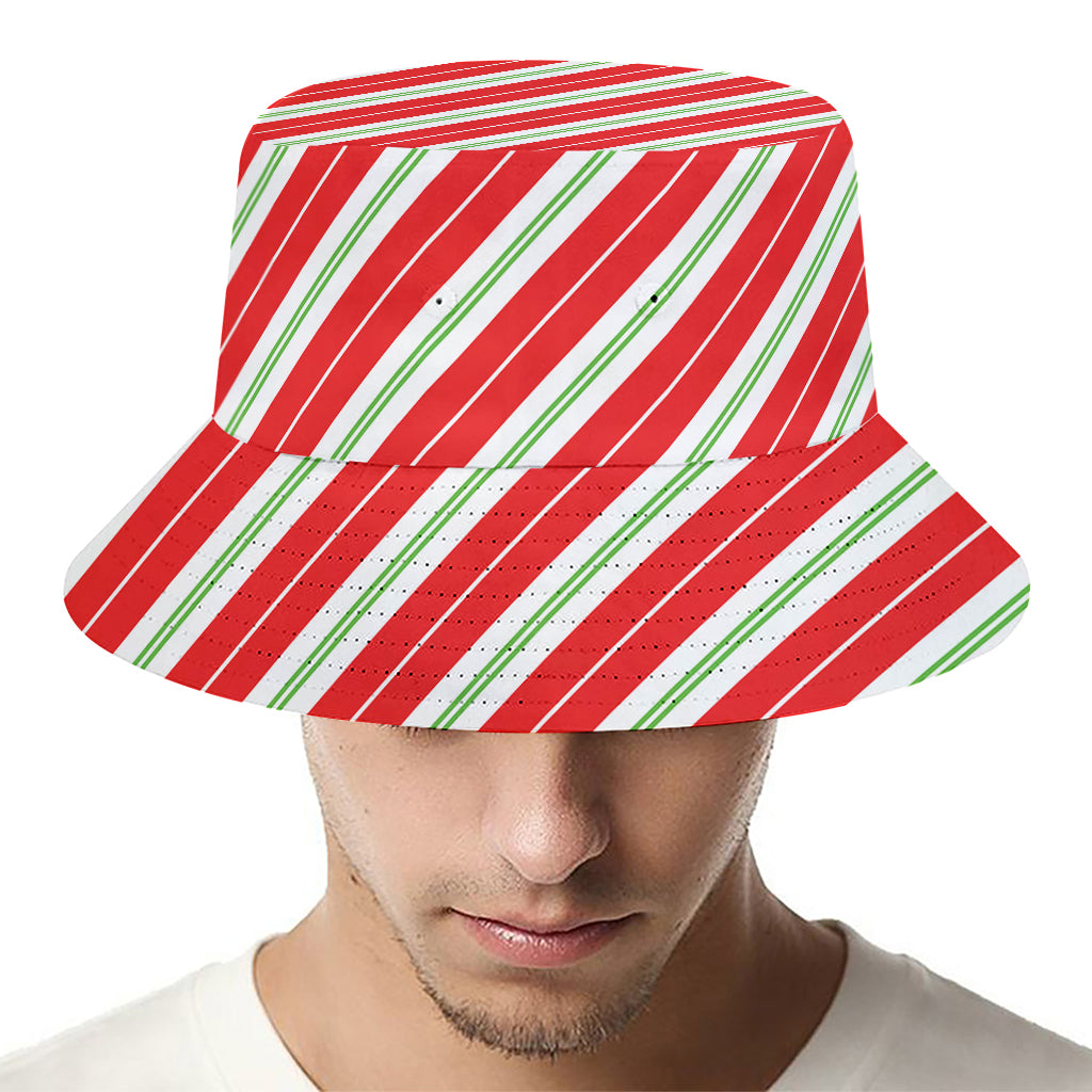 Christmas Candy Cane Stripes Print Bucket Hat