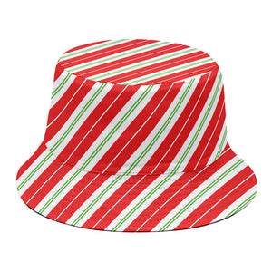 Christmas Candy Cane Stripes Print Bucket Hat