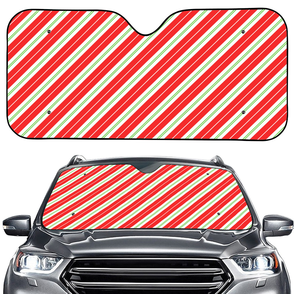 Christmas Candy Cane Stripes Print Car Windshield Sun Shade