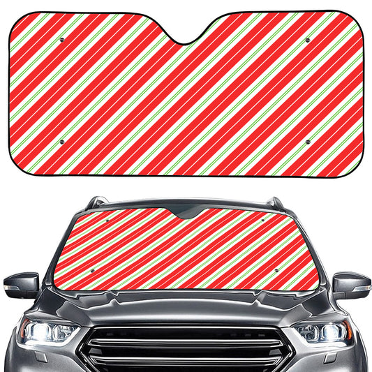 Christmas Candy Cane Stripes Print Car Windshield Sun Shade