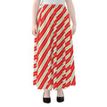 Christmas Candy Cane Stripes Print Chiffon Maxi Skirt