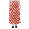 Christmas Candy Cane Stripes Print Chiffon Maxi Skirt