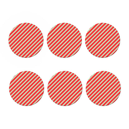 Christmas Candy Cane Stripes Print Coaster Set