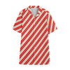 Christmas Candy Cane Stripes Print Cotton Hawaiian Shirt