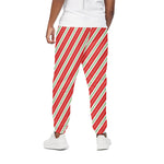 Christmas Candy Cane Stripes Print Cotton Pants