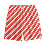 Christmas Candy Cane Stripes Print Cotton Shorts