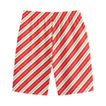 Christmas Candy Cane Stripes Print Cotton Shorts