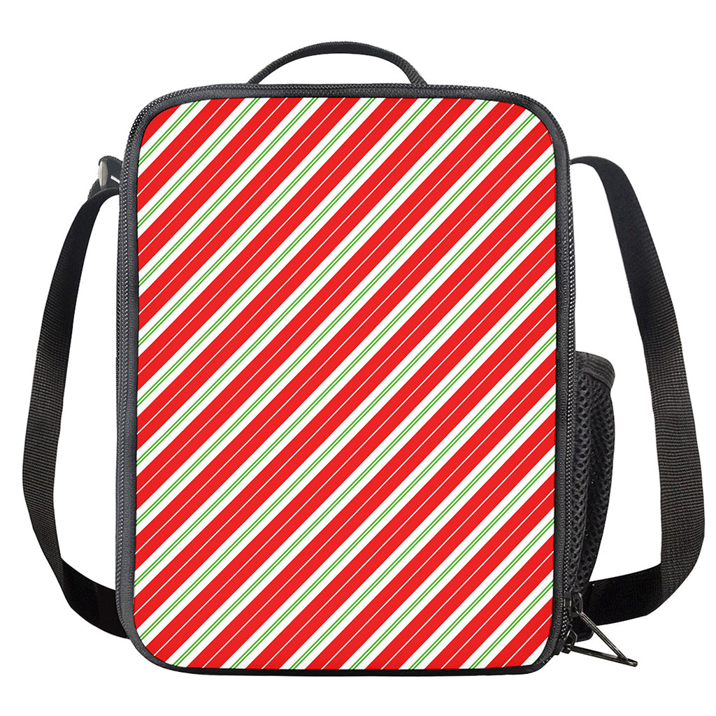 Christmas Candy Cane Stripes Print Crossbody Lunch Bag