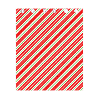 Christmas Candy Cane Stripes Print Curtain