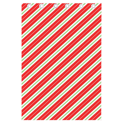 Christmas Candy Cane Stripes Print Curtain