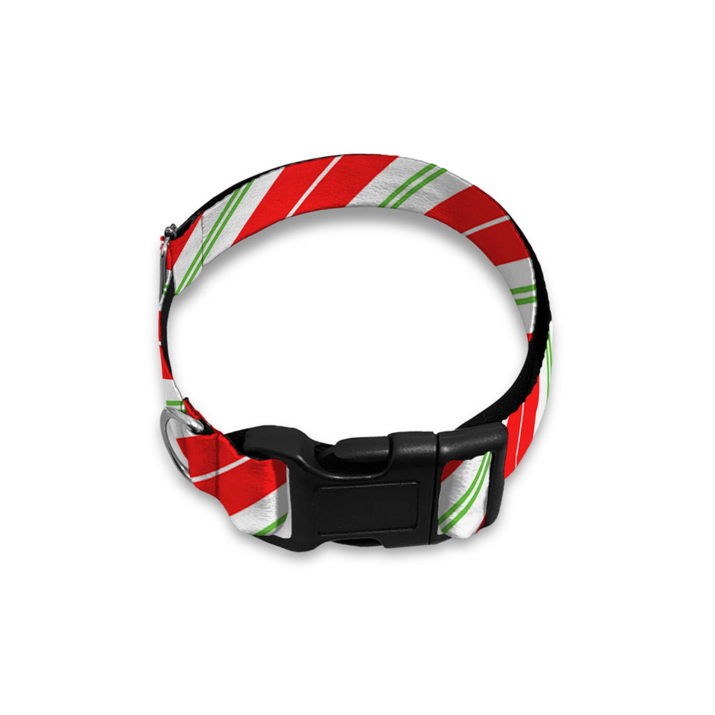 Christmas Candy Cane Stripes Print Dog Collar