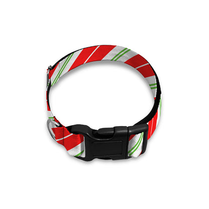 Christmas Candy Cane Stripes Print Dog Collar