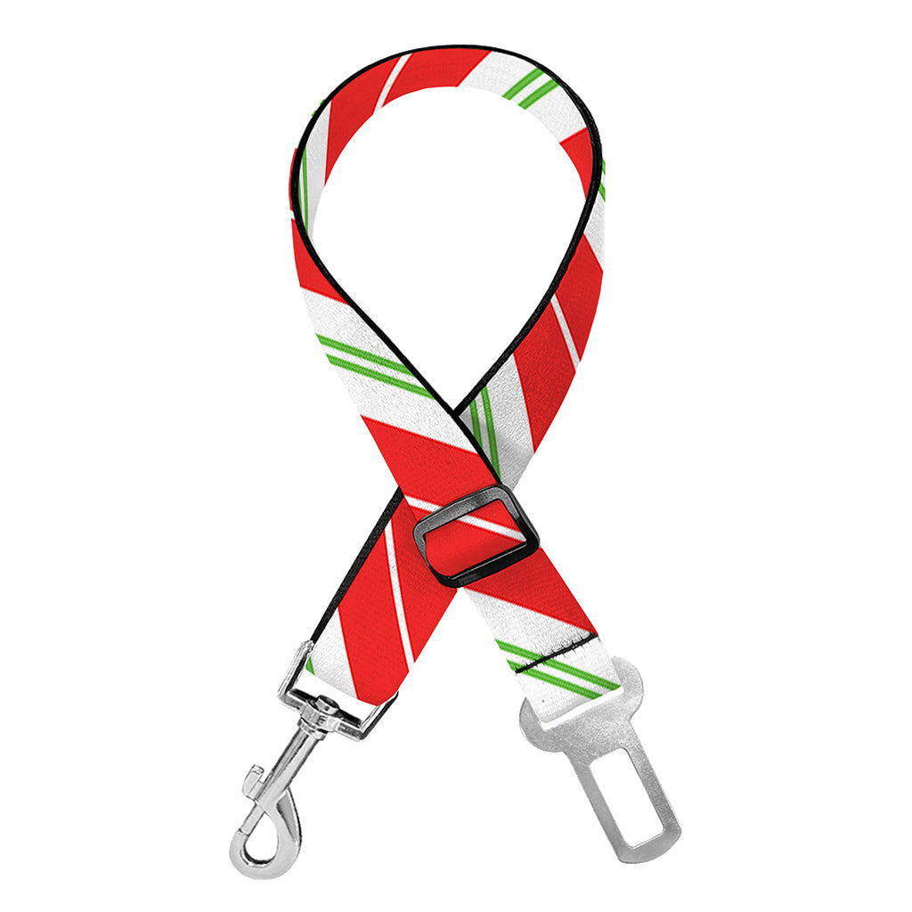 Christmas Candy Cane Stripes Print Dog Seat Belt